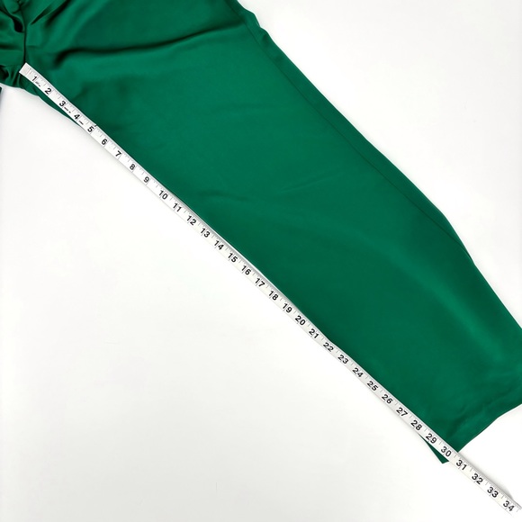Jason Wu NWOT Emerald Green Satin Wide Leg High Rise No Waistband Trousers, 6 - Picture 9 of 14